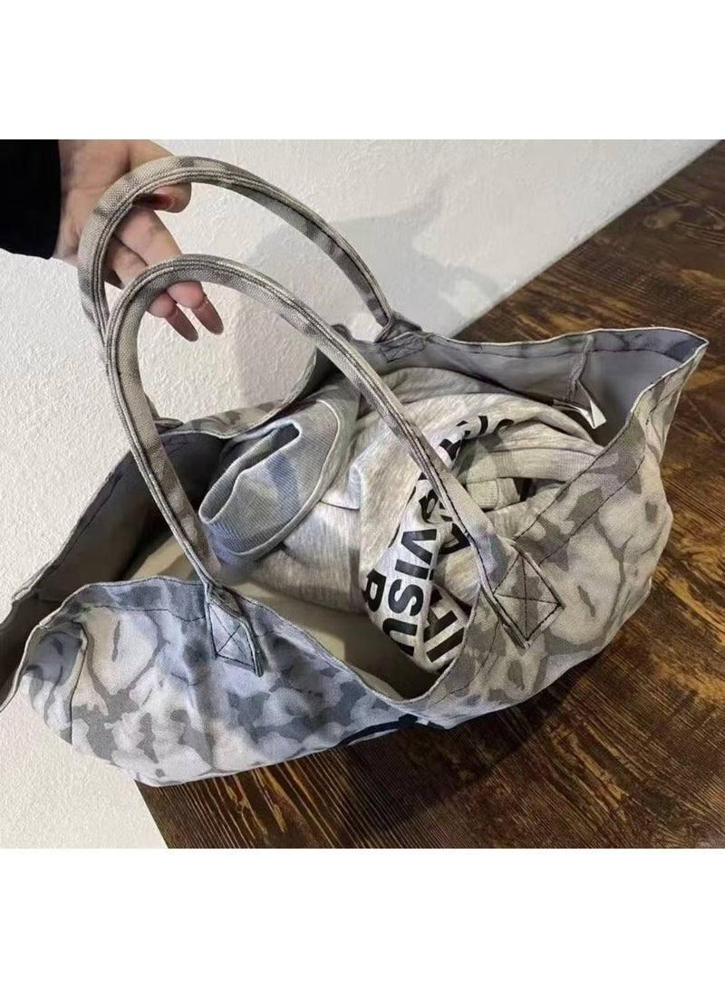 Alo Yoga Bag, Single-shoulder Canvas Bag for both Men and Women, Large-capacity Shopping bag, Sports and Fitness Bag - Gray - Image 5